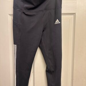 adidas Black Leggings with White Stripes